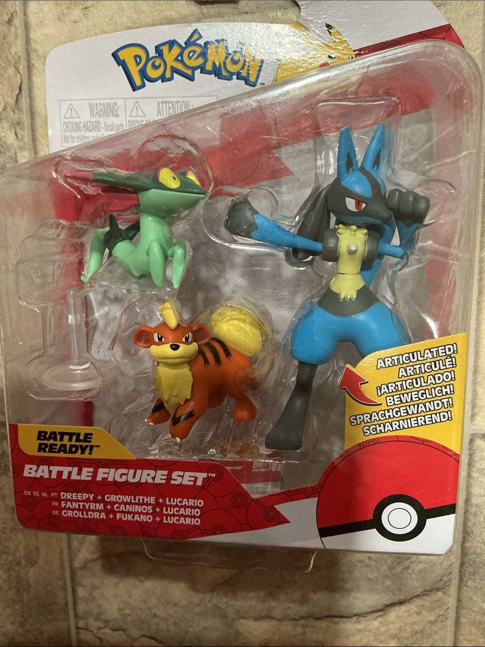 Battle Figure Set - Lucario, Growlithe & Dreepy - Blue, Orange, Green